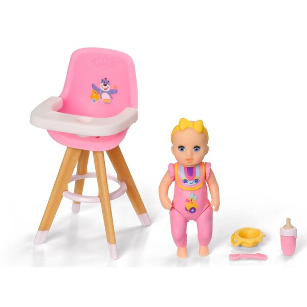 Baby Born Minis-Set mit Hochstuhl zum Mittagessen und Luna-Puppe, 7 cm