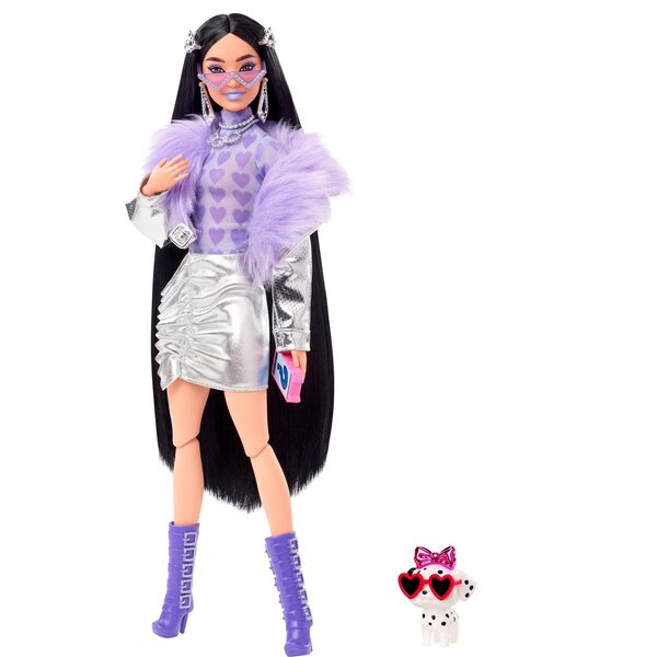Barbie Extra Moda con Capelli Neri e Outfit Argento alla Moda HHN07