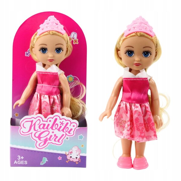 Mini bambola principessa 17 cm con corona e vestito colorato LEAN Toys