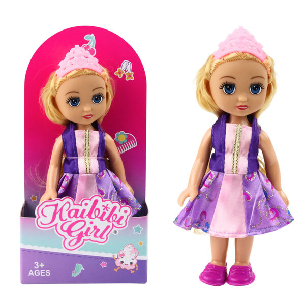 Mini bambola principessa 17 cm con corona e vestito colorato LEAN Toys