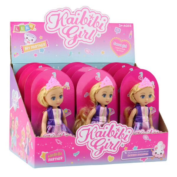 Mini bambola principessa 17 cm con corona e vestito colorato LEAN Toys