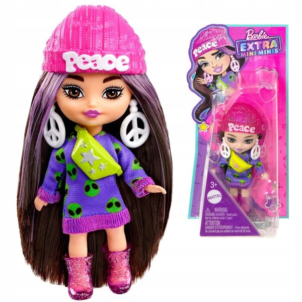 Barbie Extra Mini Minis mit dunklen Haaren und bunten Accessoires 8,5 cm