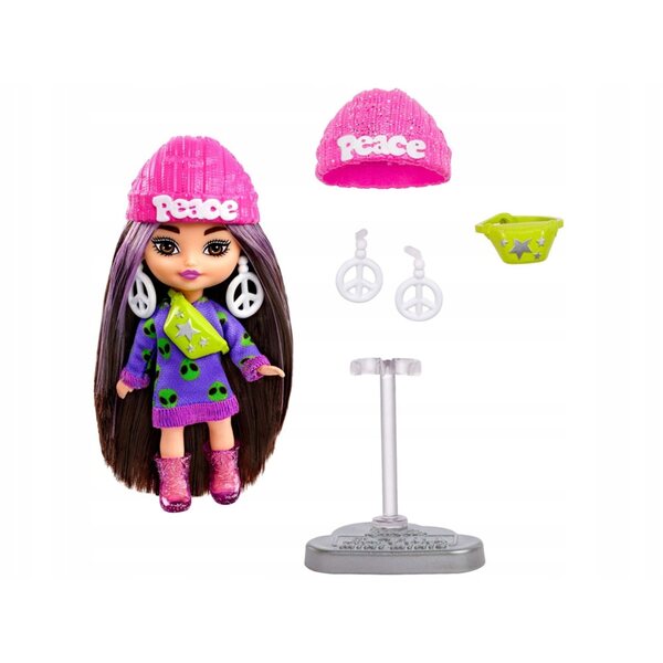 Barbie Extra Mini Minis mit dunklen Haaren und bunten Accessoires 8,5 cm