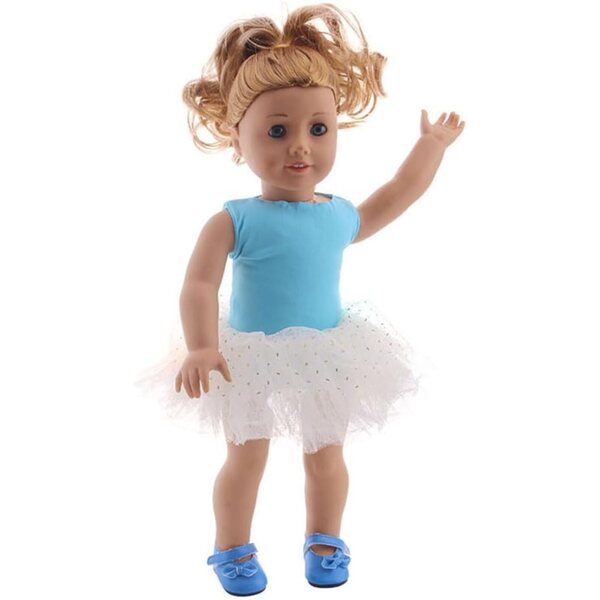 Vestiti estivi per bambole americane 18 pollici - Top blu e gonna in organza - Set 2 pezzi