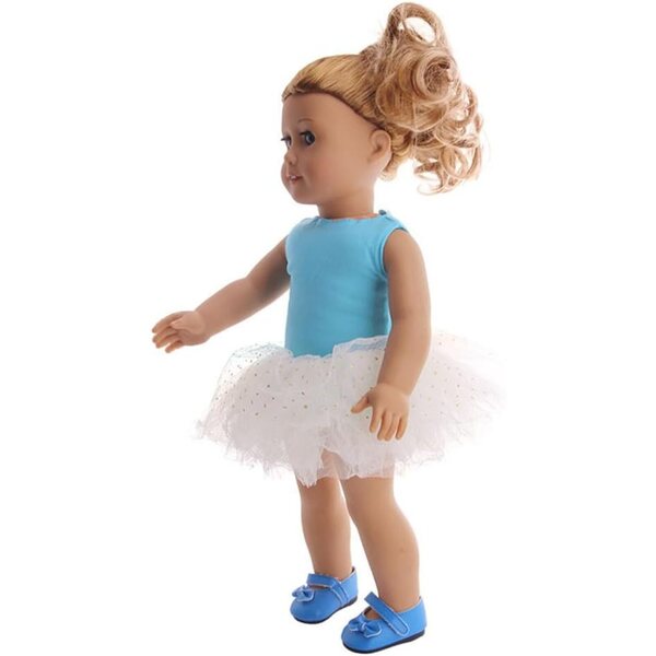 Vestiti estivi per bambole americane 18 pollici - Top blu e gonna in organza - Set 2 pezzi