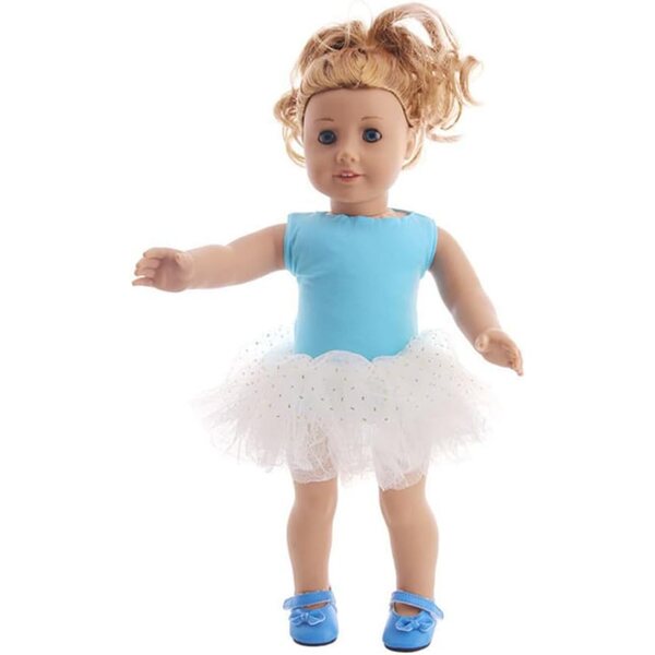 Vestiti estivi per bambole americane 18 pollici - Top blu e gonna in organza - Set 2 pezzi