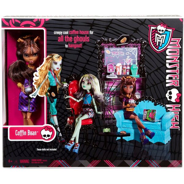Set Monster High Clawdeen Wolf con caffetteria Coffin Bean originale Mattel