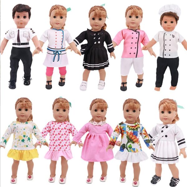 18-Zoll-Puppenkleidung – Lässiges Blumenkleid-Set für 43–46 cm große Puppen