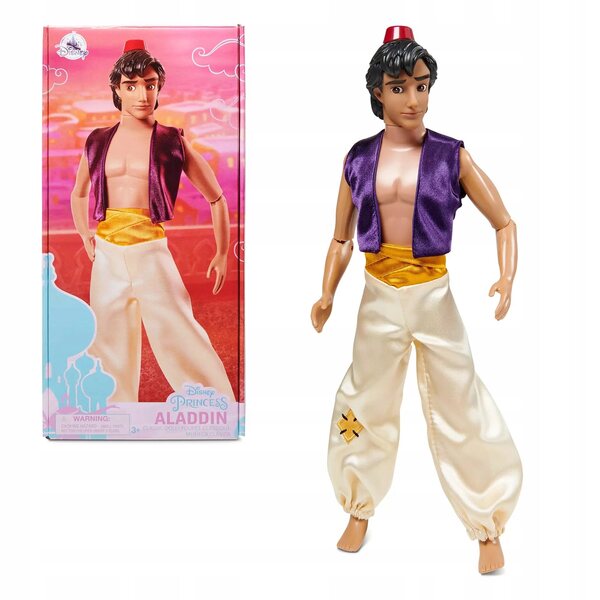 Bambola Alladin Disney Store 32 cm originale con abiti dettagliati e mobili