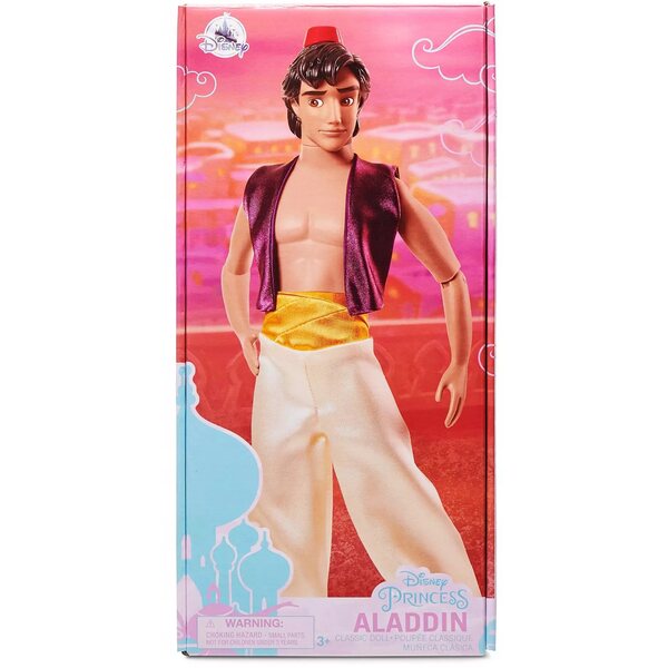 Bambola Alladin Disney Store 32 cm originale con abiti dettagliati e mobili