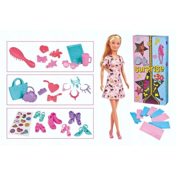 Bambola Steffi con sorprese e accessori, 30 accessori per bambini dai 3 anni in su