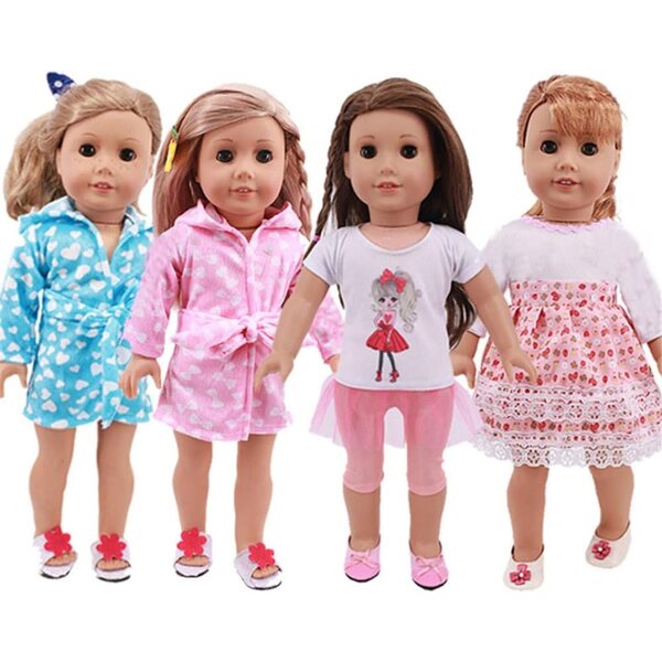 18-Zoll-Puppenkleidung für amerikanische Puppen – komplettes Set aus Freizeitkleidung und Nachthemd