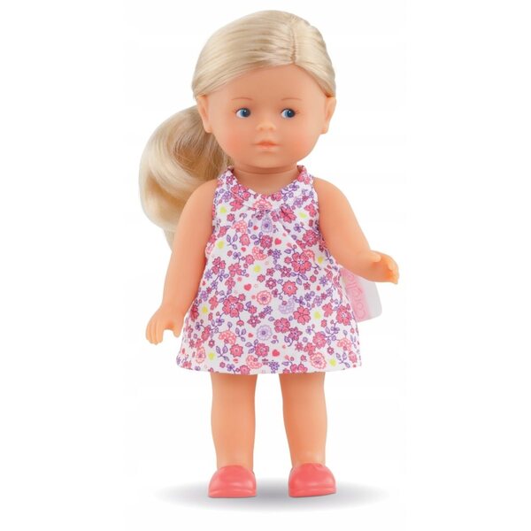Bambola Mini Corolline Rosy 20 cm Biondina con Occhi Azzurri e Abito Fiorito