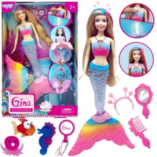 WOOPIE Sirena Bambola Gina con Musica, Luce e Coda Arcobaleno Interattiva