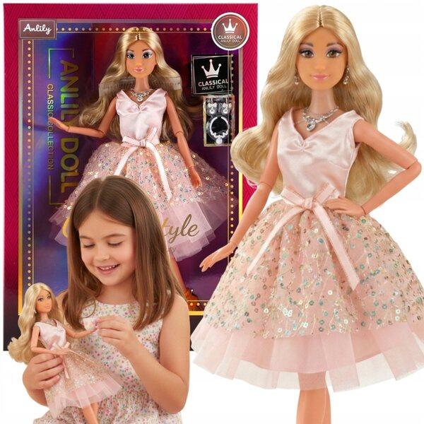 Bambola Lily 30 cm con vestito rosa elegante e accessori Woopie per bambini 3+