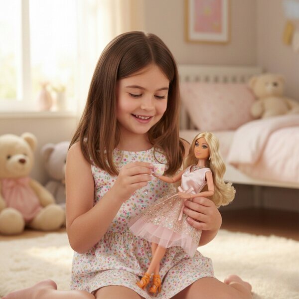 Bambola Lily 30 cm con vestito rosa elegante e accessori Woopie per bambini 3+