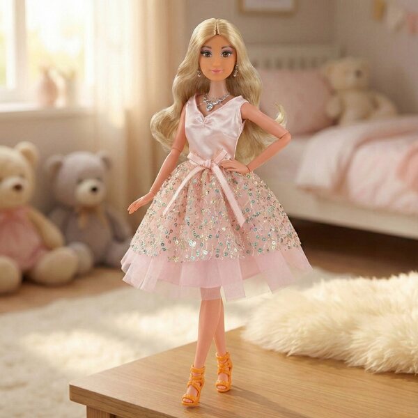 Bambola Lily 30 cm con vestito rosa elegante e accessori Woopie per bambini 3+