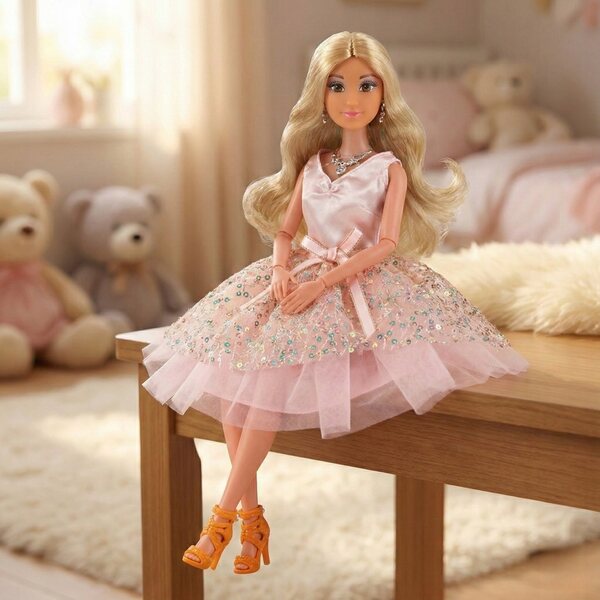 Bambola Lily 30 cm con vestito rosa elegante e accessori Woopie per bambini 3+