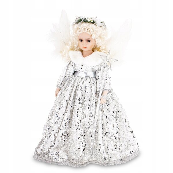 Figurina angelo natalizio in porcellana 50x30x28 cm elegante e decorativa