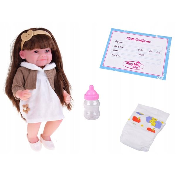 Bambola Tosia alta 30 cm in morbida gomma con capelli lunghi e vestito CE