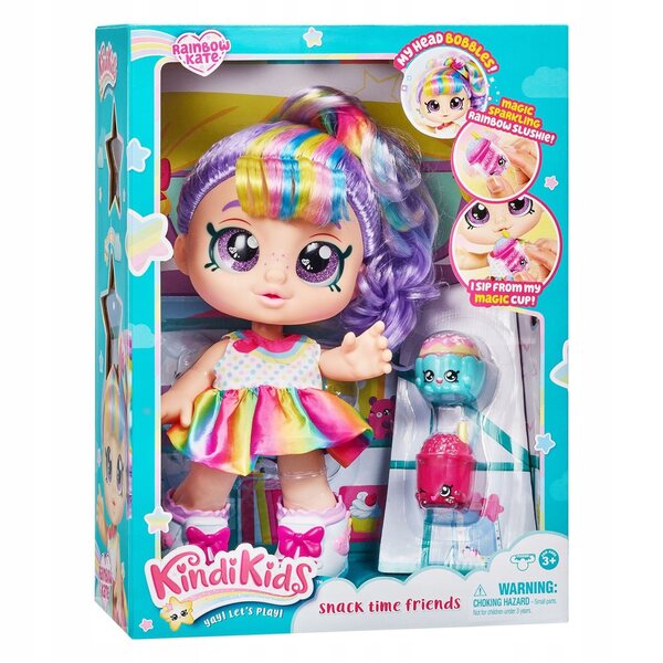 Kindi Kids Rainbow Kate 30 cm große Puppe mit interaktivem Zubehör und bunten Haaren