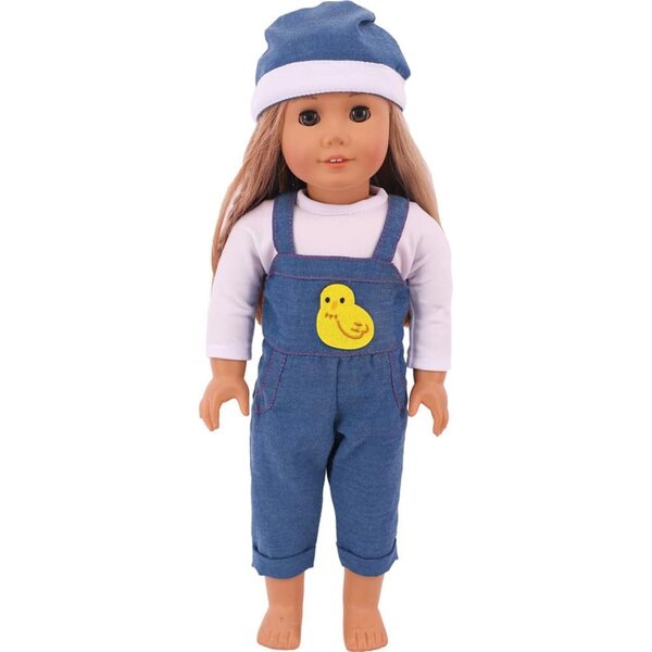 18-Zoll-Jeanspuppen-Outfit mit T-Shirt und Mütze, komplettes Set