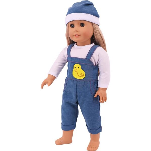 18-Zoll-Jeanspuppen-Outfit mit T-Shirt und Mütze, komplettes Set