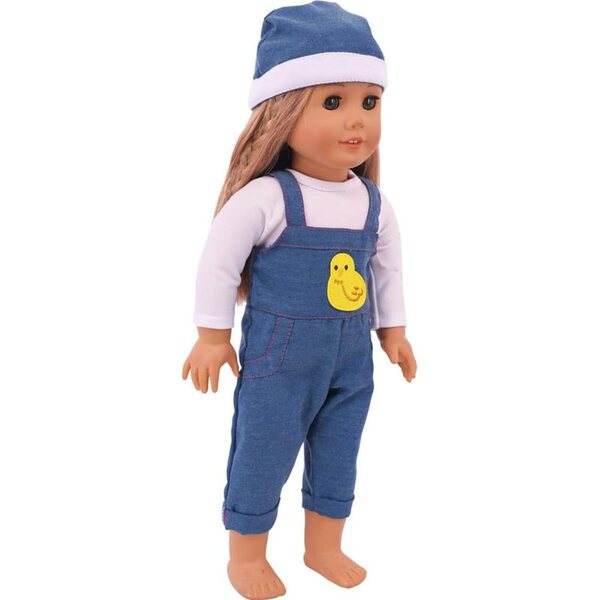 18-Zoll-Jeanspuppen-Outfit mit T-Shirt und Mütze, komplettes Set