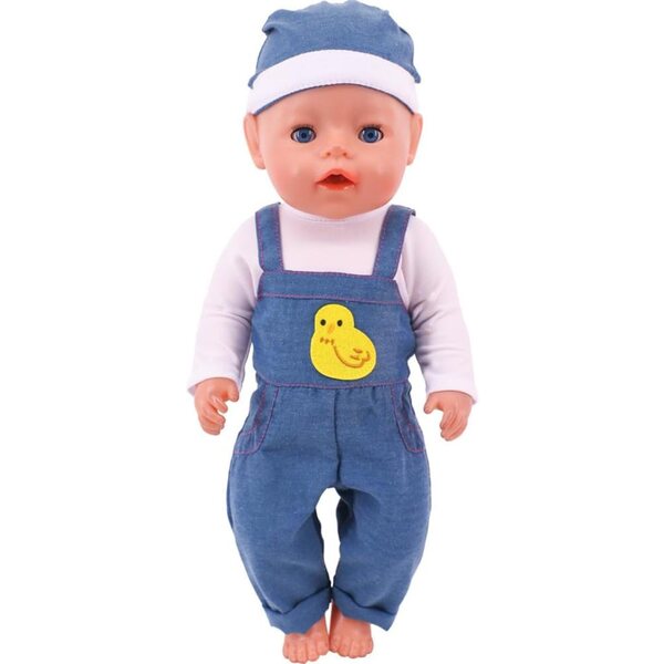 18-Zoll-Jeanspuppen-Outfit mit T-Shirt und Mütze, komplettes Set