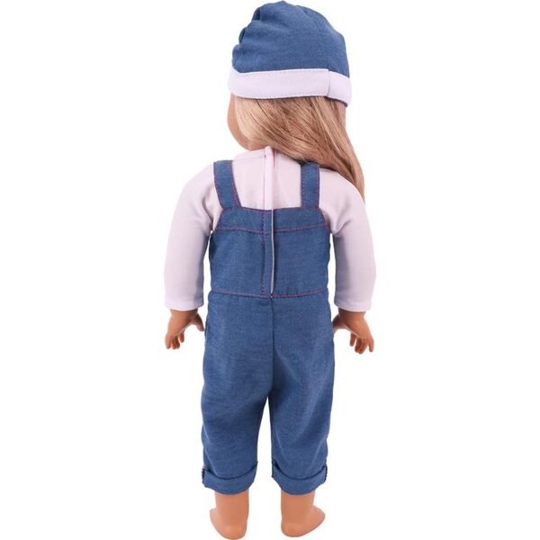 18-Zoll-Jeanspuppen-Outfit mit T-Shirt und Mütze, komplettes Set