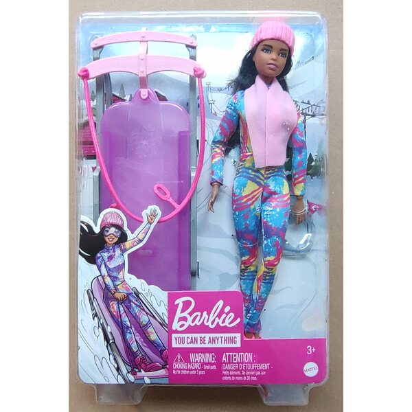 Barbie mit Winterschlittenspiel für Kinder ab 3 Jahren Mattel Zimowa Przygoda Puppe