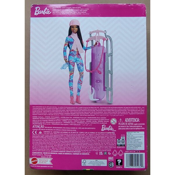 Barbie mit Winterschlittenspiel für Kinder ab 3 Jahren Mattel Zimowa Przygoda Puppe