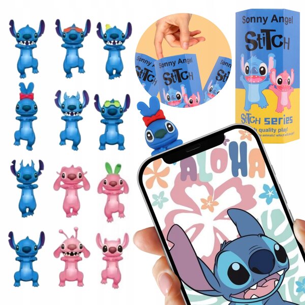 Figurina Mini Sonny Angel Stitch con Adesivo per Telefono, Collezionabile e Sorprendente