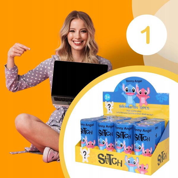 Figurina Mini Sonny Angel Stitch con Adesivo per Telefono, Collezionabile e Sorprendente