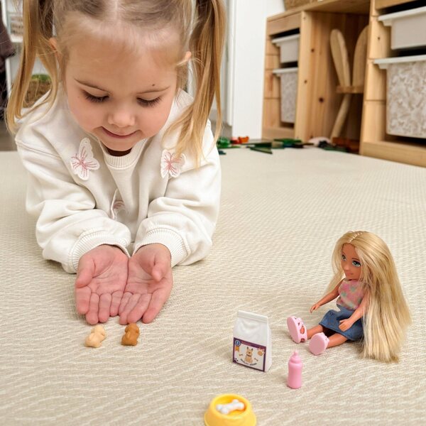 Set bambola con cuccioli Pupile Woopie per gioco educativo e cura animali