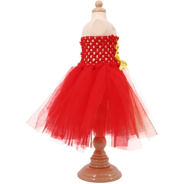 Rotes Gaze-Prinzessinnenkleid für 18-Zoll-amerikanische Puppen, 1 Stück