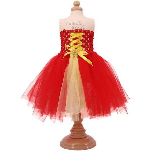 Rotes Gaze-Prinzessinnenkleid für 18-Zoll-amerikanische Puppen, 1 Stück