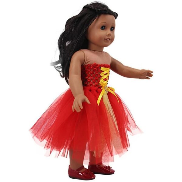 Rotes Gaze-Prinzessinnenkleid für 18-Zoll-amerikanische Puppen, 1 Stück