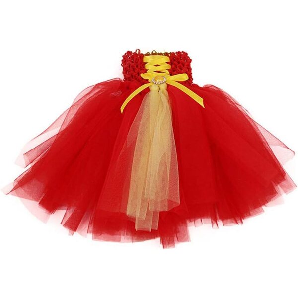 Rotes Gaze-Prinzessinnenkleid für 18-Zoll-amerikanische Puppen, 1 Stück