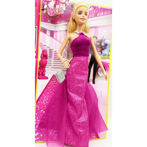 Barbie Modny Bal mit elegantem Muschelkleid und dünner Tüllschleppe 30 cm