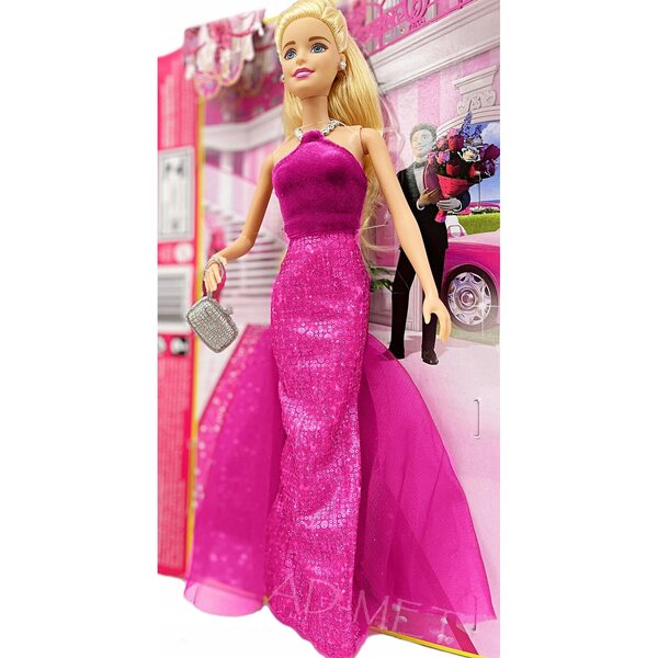 Barbie Modny Bal mit elegantem Muschelkleid und dünner Tüllschleppe 30 cm