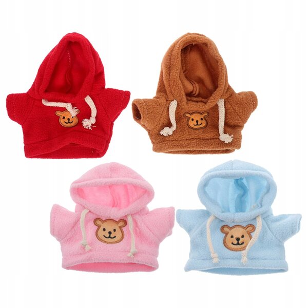 Set 4 vestitini multicolore per bambole e peluche, facili da cambiare