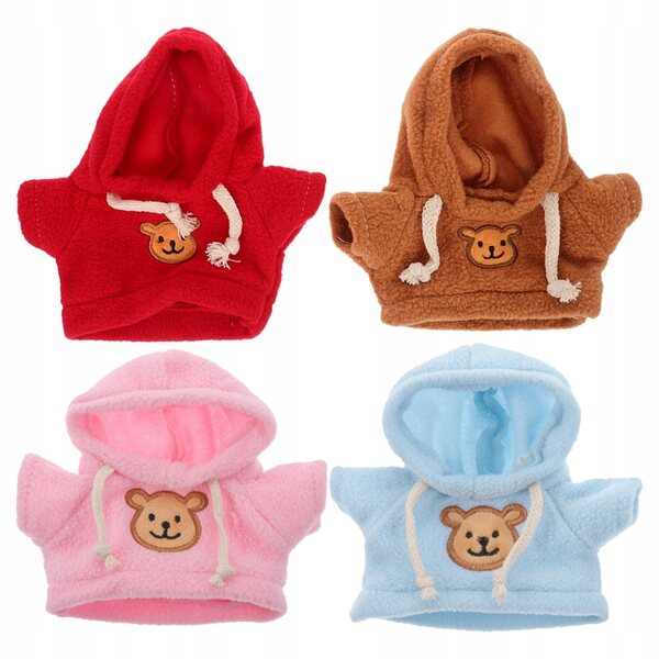 Set 4 vestitini multicolore per bambole e peluche, facili da cambiare