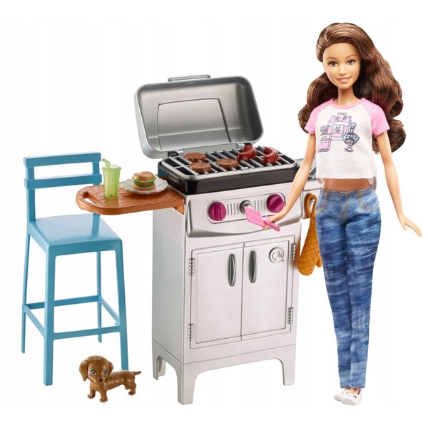 Barbie-Zubehörset für Picknicks und Grillabende mit Welpen, perfekt für Spiele im Freien