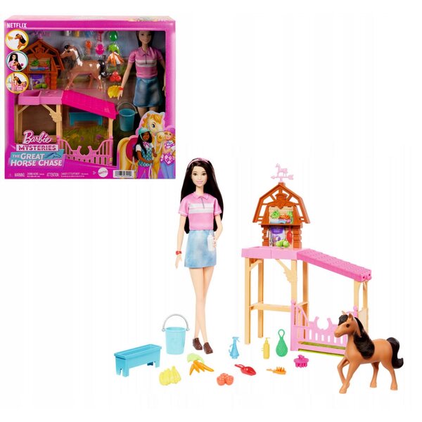 Barbie Mysteries „The Great Horse Chase“-Set mit Stall, Pferd und Zubehör