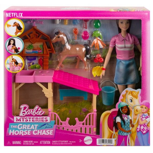 Barbie Mysteries „The Great Horse Chase“-Set mit Stall, Pferd und Zubehör