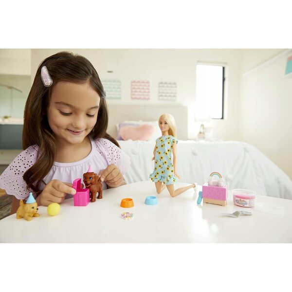 LALKA BARBIE PRZYJĘCIE DLA SZCZENIACZKA zestaw do zabawy z lalką, pieskiem
