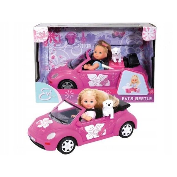 Simba Evi Love с нова кола Beetle, аксесоари и игра за деца 3+
