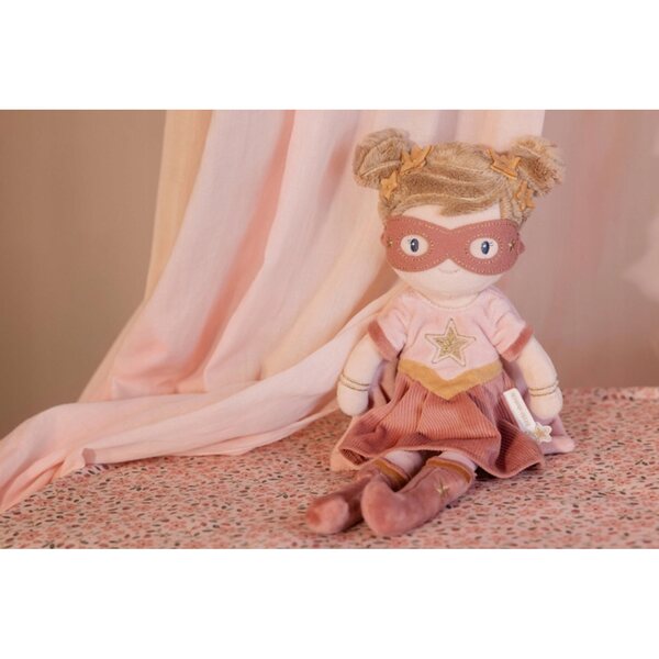 Little Dutch Super-Hero Rosa, bambola morbida supereroina con mantello 35 cm