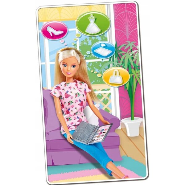 Bambola Steffi Shopping Online con Laptop e Sorprese - Simba, 3+ anni